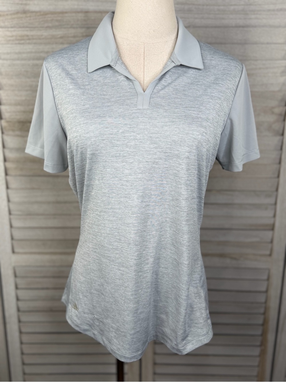 ADIDAS Women's Gray Melange Golf Polo Shirt-Medium